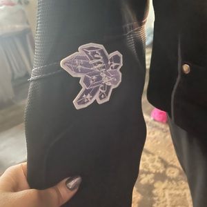 Black and purple moto jacket